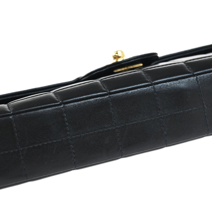 Chanel 2003-2004 Black Lambskin East West Choco Bar Shoulder Bag