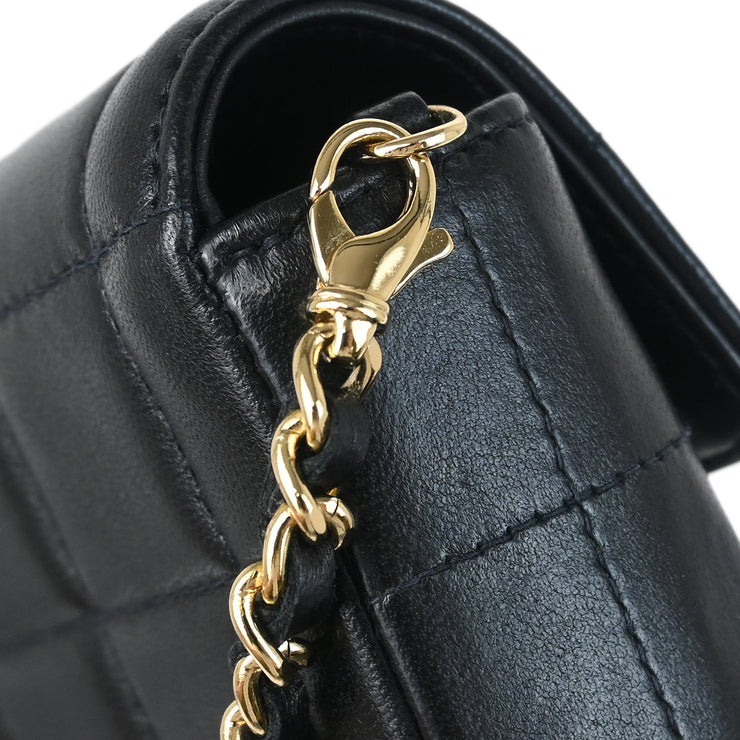 Chanel 2003-2004 Black Lambskin East West Choco Bar Shoulder Bag