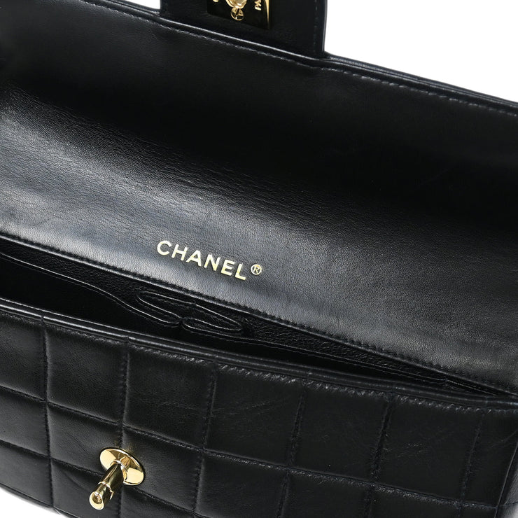 Chanel 2003-2004 Black Lambskin East West Choco Bar Shoulder Bag