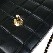 Chanel 2003-2004 Black Lambskin East West Choco Bar Shoulder Bag
