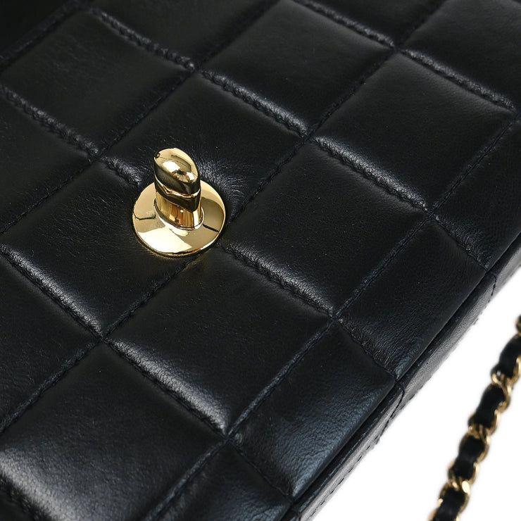 Chanel 2003-2004 Black Lambskin East West Choco Bar Shoulder Bag