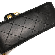 Chanel 1989-1991 Black Lambskin Mini Classic Square Flap Shoulder Bag