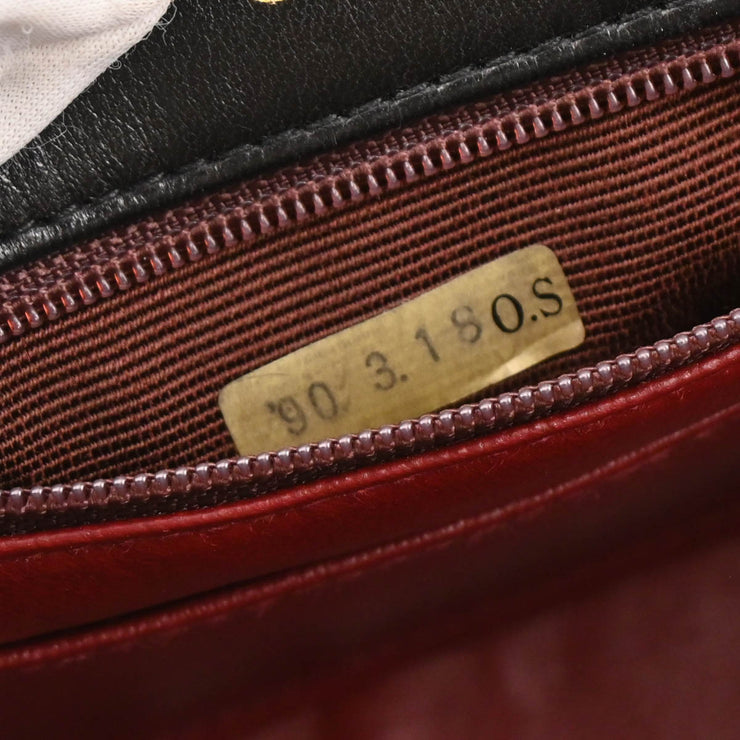 Chanel 1989-1991 Black Lambskin Mini Classic Square Flap Shoulder Bag