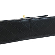 Chanel 1986-1988 Black Lambskin Medium Classic Double Flap Shoulder Bag