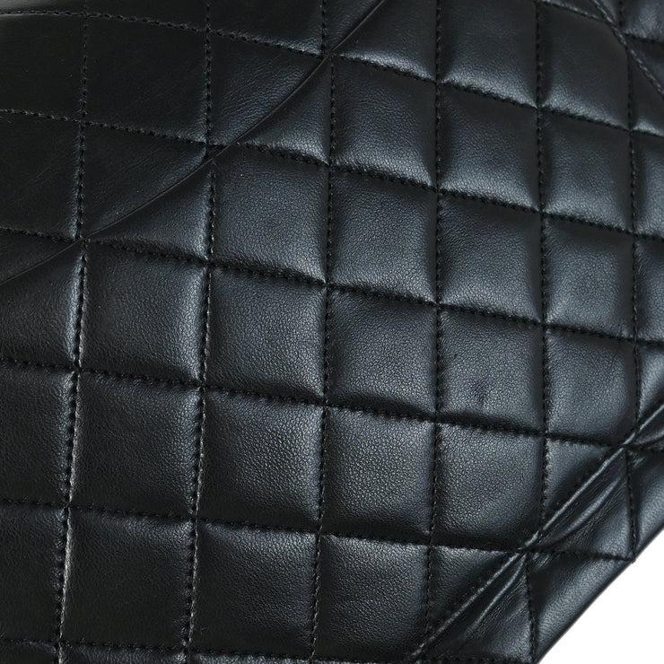 Chanel 1986-1988 Black Lambskin Medium Classic Double Flap Shoulder Bag