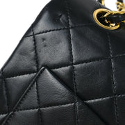 Chanel 1986-1988 Black Lambskin Medium Classic Double Flap Shoulder Bag