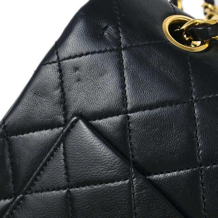 Chanel 1986-1988 Black Lambskin Medium Classic Double Flap Shoulder Bag