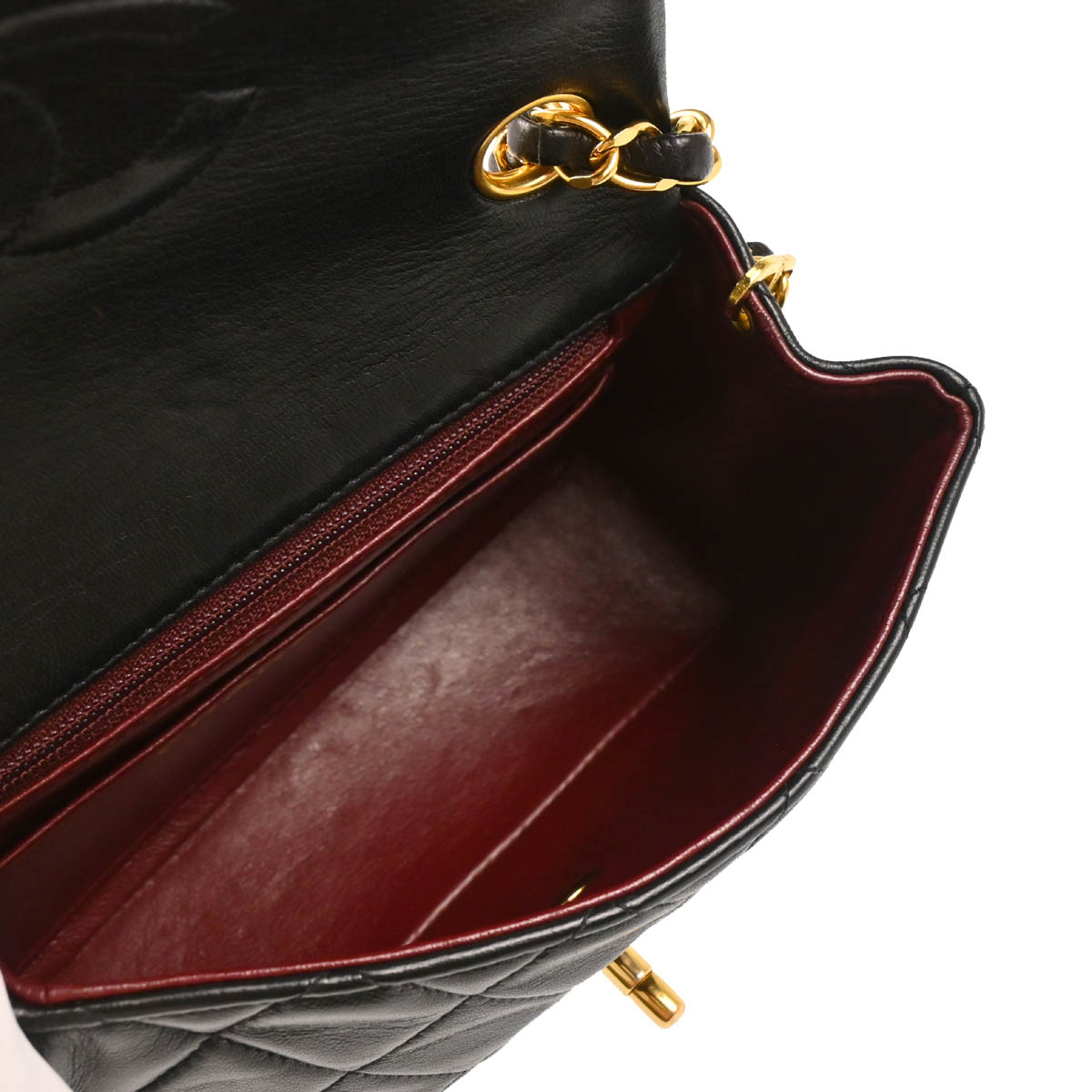 Chanel Black Lambskin Mini Classic Square Flap Shoulder Bag