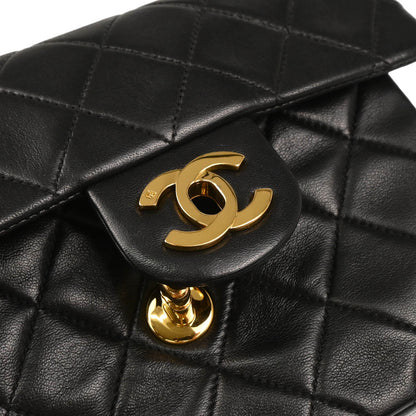 Chanel Black Lambskin Mini Classic Square Flap Shoulder Bag