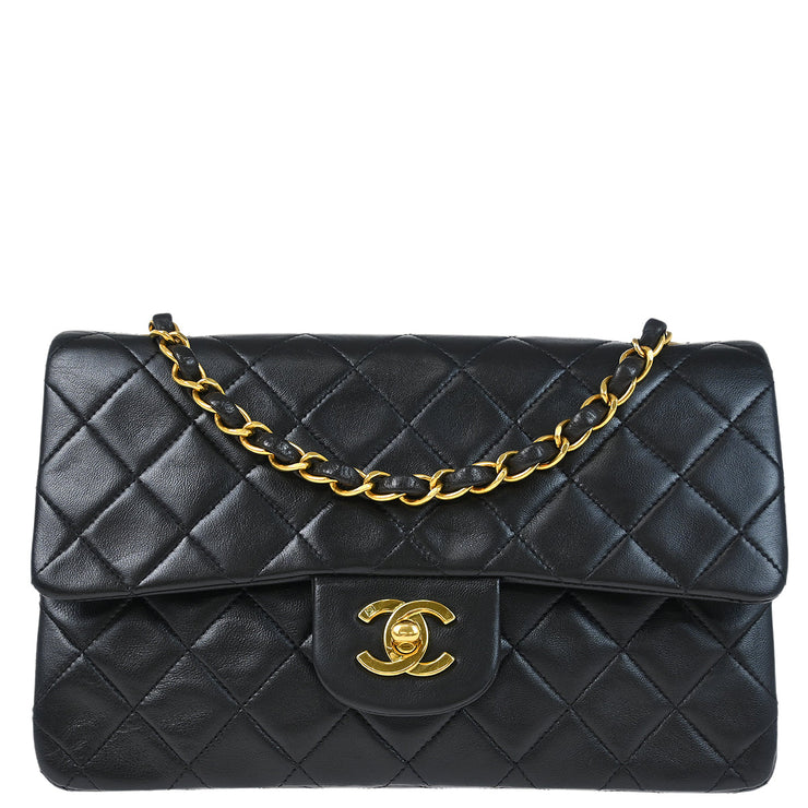 Chanel Black Lambskin Small Classic Double Flap Shoulder Bag