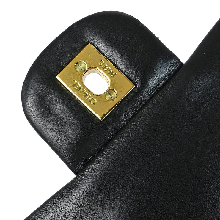 Chanel Black Lambskin Small Classic Double Flap Shoulder Bag