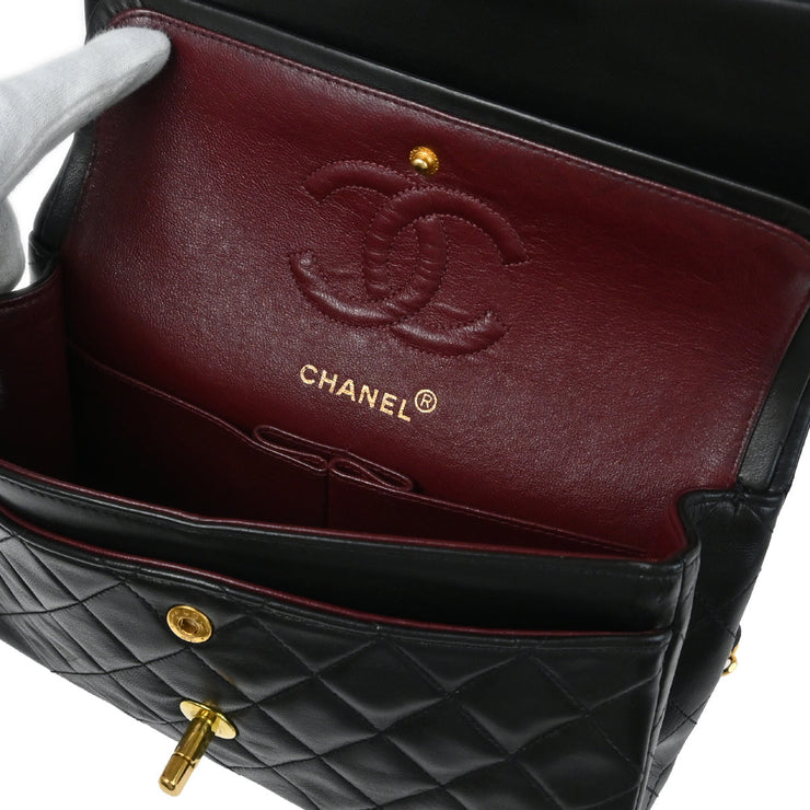 Chanel Black Lambskin Small Classic Double Flap Shoulder Bag