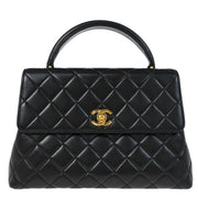 Chanel 1996-1997 Black Lambskin Top Handle Handbag