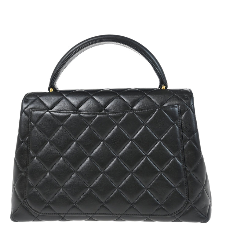 Chanel 1996-1997 Black Lambskin Top Handle Handbag