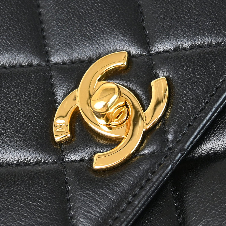 Chanel 1996-1997 Black Lambskin Top Handle Handbag