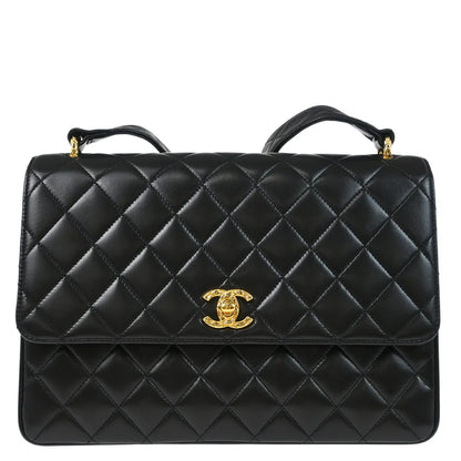 Chanel Black Lambskin Straight Flap Shoulder Bag