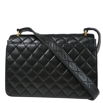 Chanel Black Lambskin Straight Flap Shoulder Bag