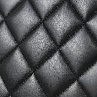 Chanel Black Lambskin Straight Flap Shoulder Bag