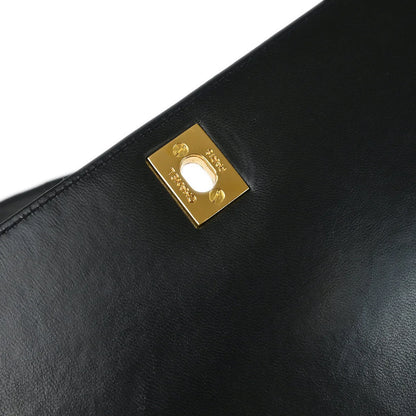 Chanel Black Lambskin Straight Flap Shoulder Bag