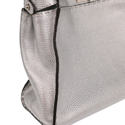 Fendi Silver Leather Peekaboo 2way Shoulder Handbag