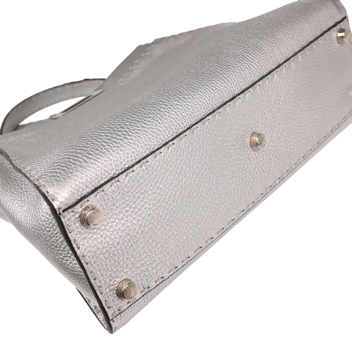 Fendi Silver Leather Peekaboo 2way Shoulder Handbag