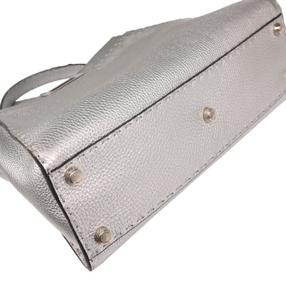 Fendi Silver Leather Peekaboo 2way Shoulder Handbag