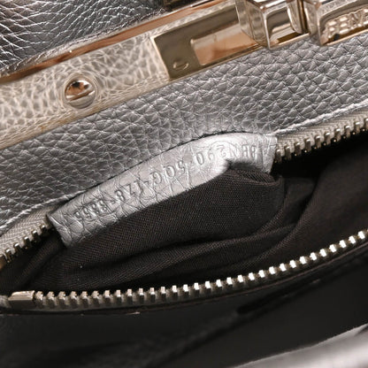 Fendi Silver Leather Peekaboo 2way Shoulder Handbag