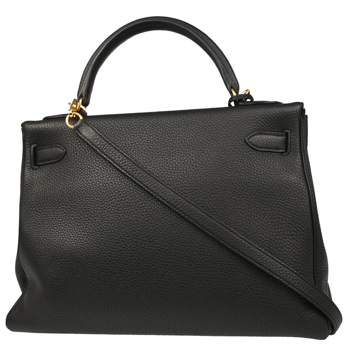 Hermes 2016 Black Togo Kelly 32 Retourne 2way Shoulder Handbag