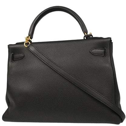 Hermes 2016 Black Togo Kelly 32 Retourne 2way Shoulder Handbag
