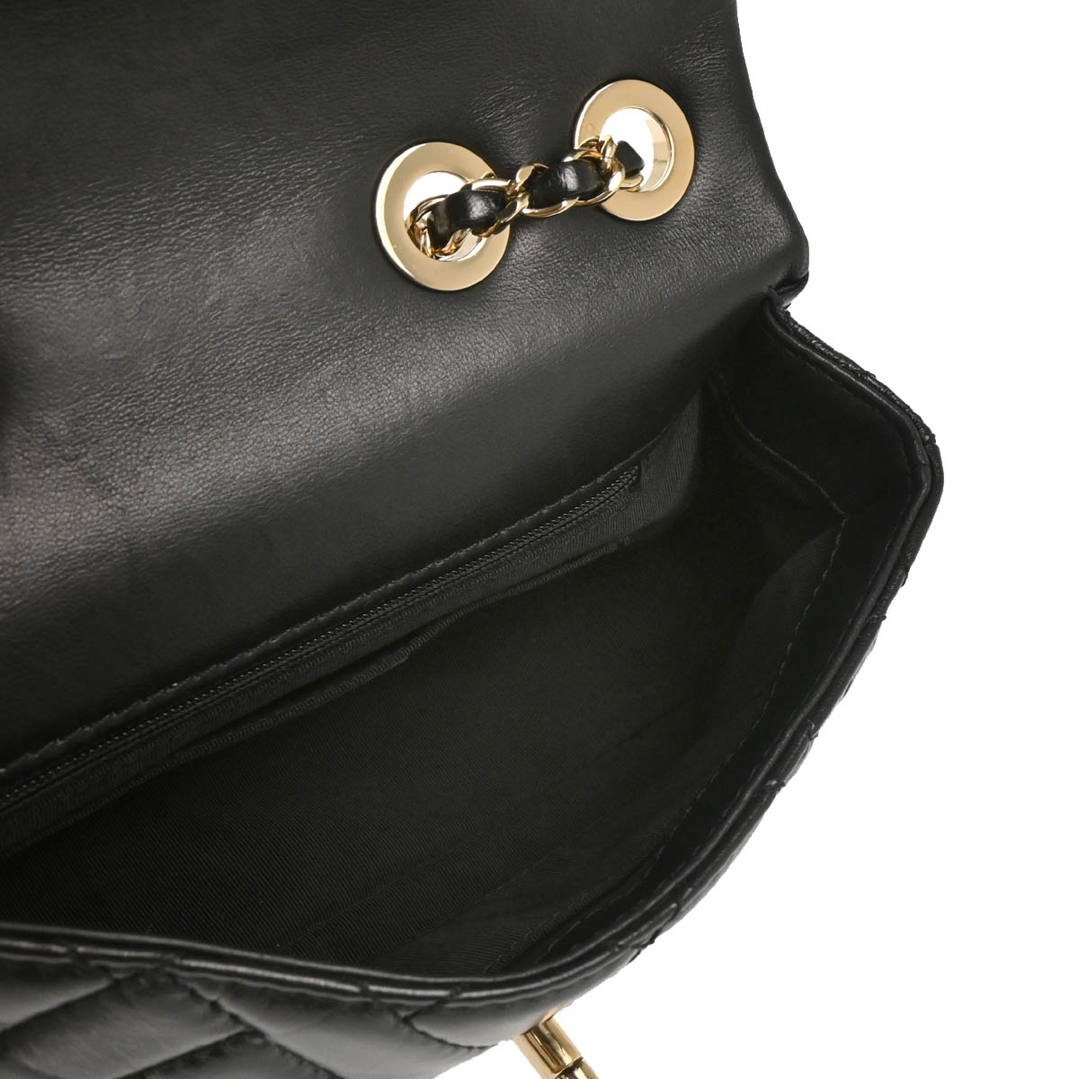 Chanel 2019 Black Lambskin Bias Stitch Straight Flap Shoulder Bag