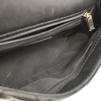 Chanel 2019 Black Lambskin Bias Stitch Straight Flap Shoulder Bag