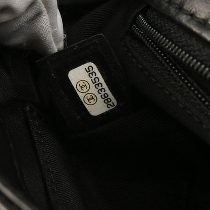 Chanel 2019 Black Lambskin Bias Stitch Straight Flap Shoulder Bag