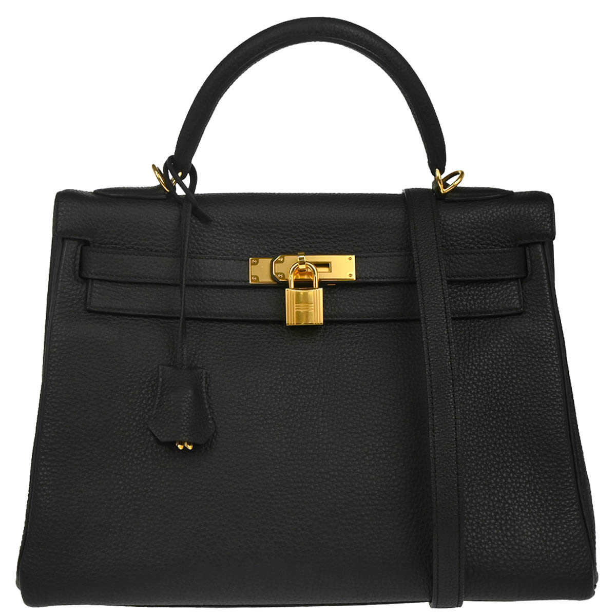 Hermes 2017 Black Togo Kelly 32 Retourne 2way Shoulder Handbag