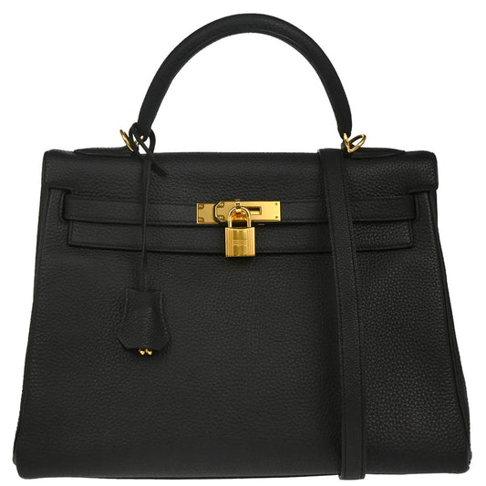 Hermes 2017 Black Togo Kelly 32 Retourne 2way Shoulder Handbag