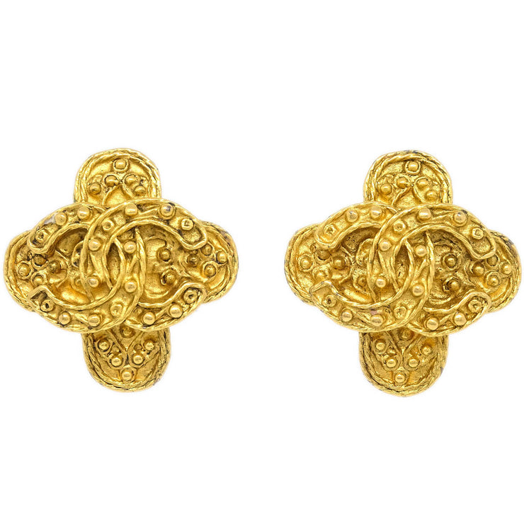 Chanel Cross Earrings Clip-On Gold 94A