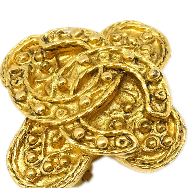 Chanel Cross Earrings Clip-On Gold 94A