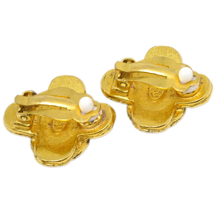 Chanel Cross Earrings Clip-On Gold 94A