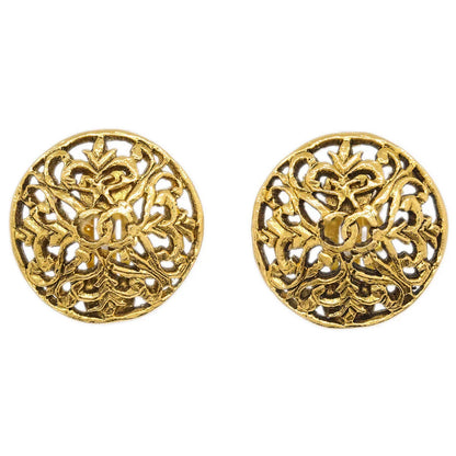 Chanel Button Earrings Clip-On Gold 26
