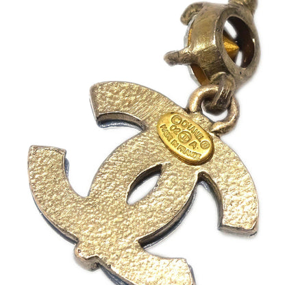 Chanel CC Dangle Piercing Earrings Gold Rhinestone 02A