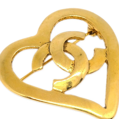 Chanel Heart Brooch Gold 95P