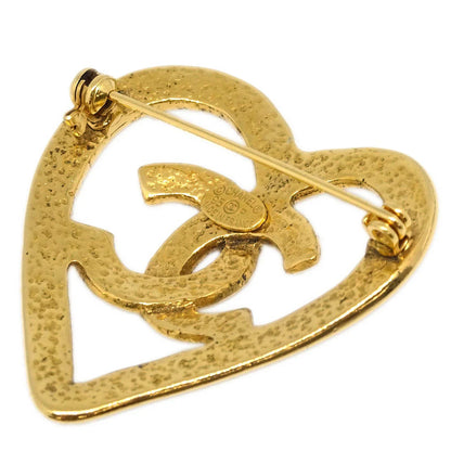 Chanel Heart Brooch Gold 95P