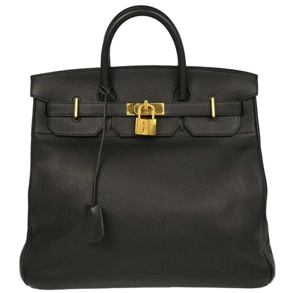 Hermes Black Togo Haut a Courroies 40 Handbag