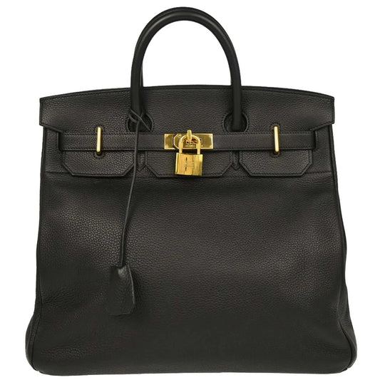 Hermes Black Togo Haut a Courroies 40 Handbag