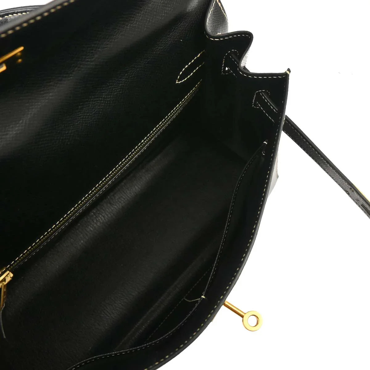 Hermes Black Veau Grain Lisse Kelly 32 Sellier 2way Shoulder Handbag