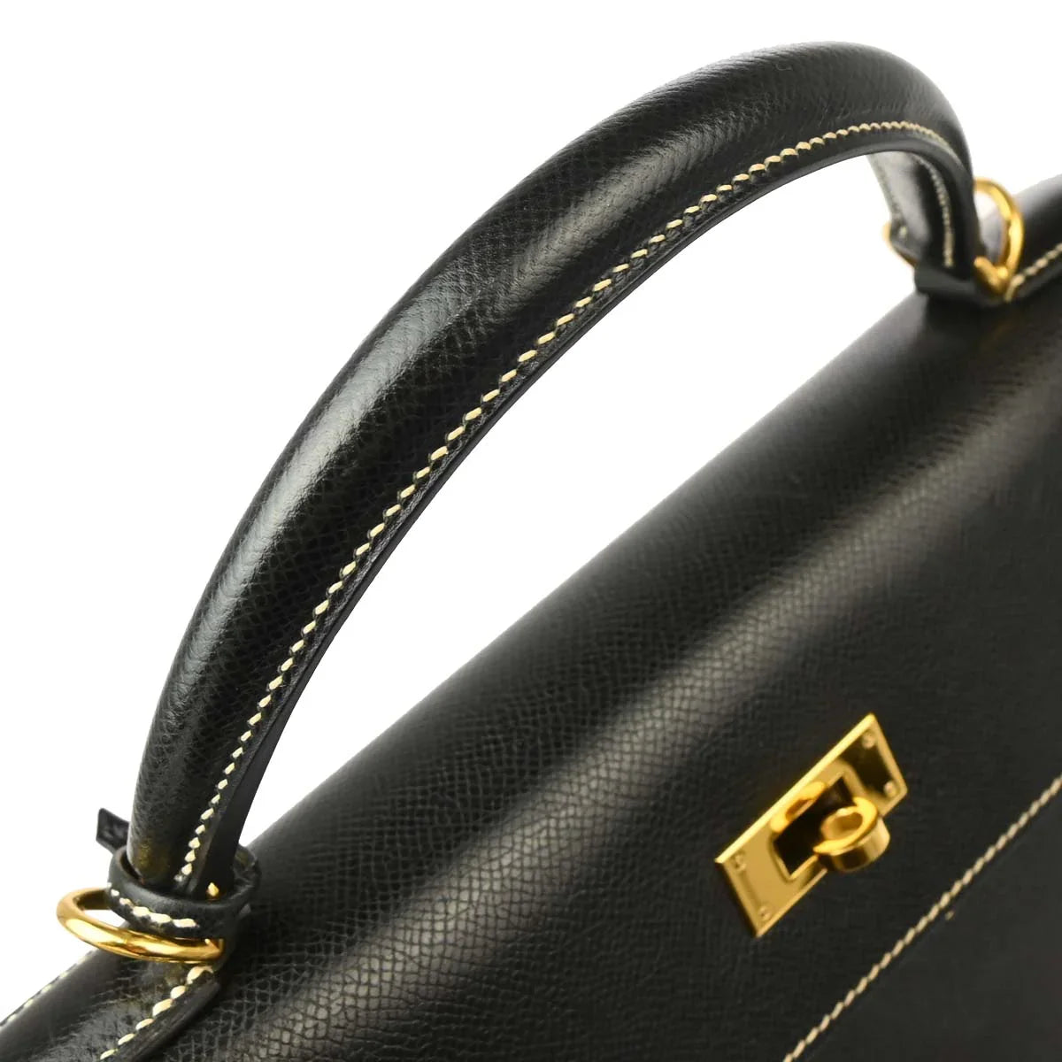 Hermes Black Veau Grain Lisse Kelly 32 Sellier 2way Shoulder Handbag