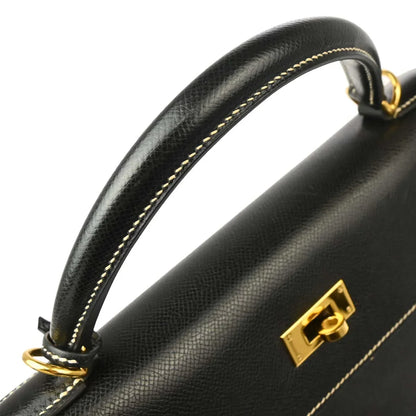 Hermes Black Veau Grain Lisse Kelly 32 Sellier 2way Shoulder Handbag