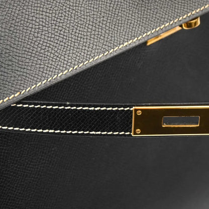 Hermes Black Veau Grain Lisse Kelly 32 Sellier 2way Shoulder Handbag
