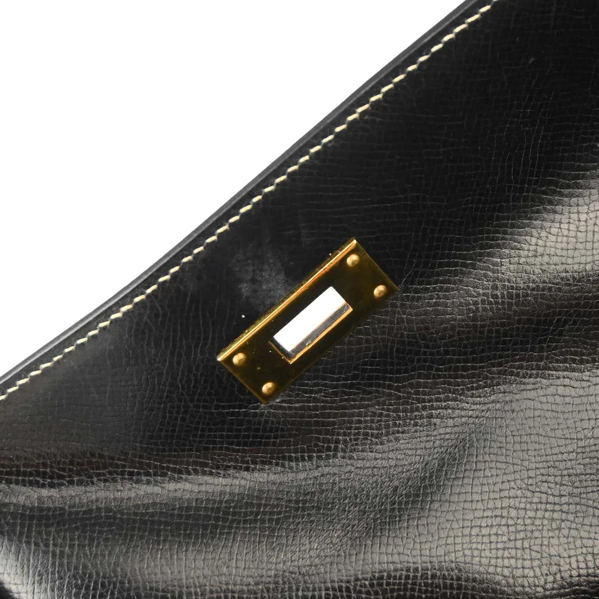 Hermes Black Veau Grain Lisse Kelly 32 Sellier 2way Shoulder Handbag