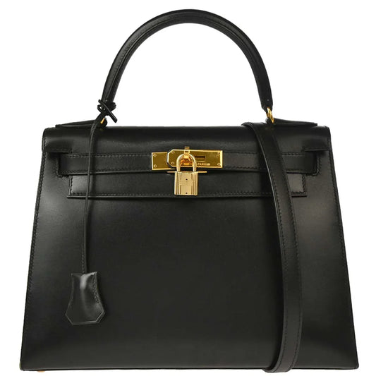 Hermes Black Box Calf Kelly 28 Sellier 2way Shoulder Handbag