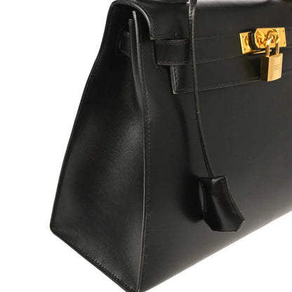 Hermes Black Box Calf Kelly 28 Sellier 2way Shoulder Handbag